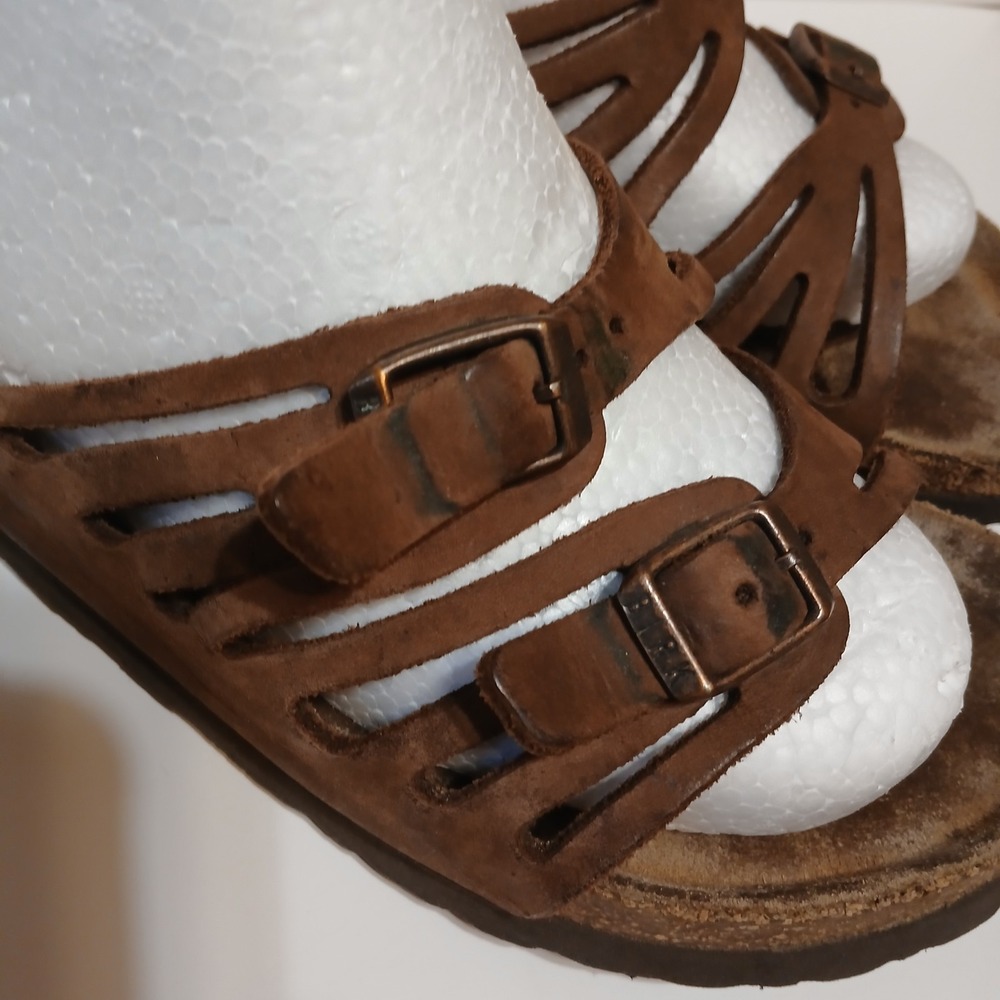 Birkenstock Womens 7.5 38 Granada Brown Sandals Slip On straps buckle - Picture 4 of 7